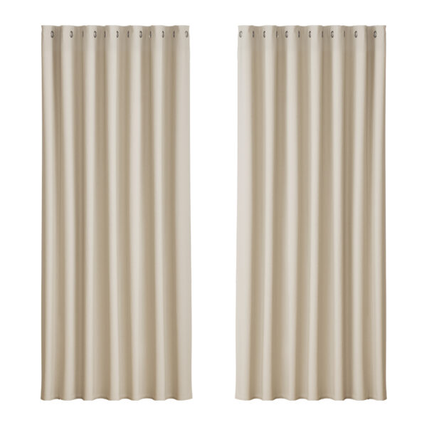 Aplusliving-Beige Blackout Curtains 240x230cm Thermal Insulated Noise Reduction Eyelet 2PC