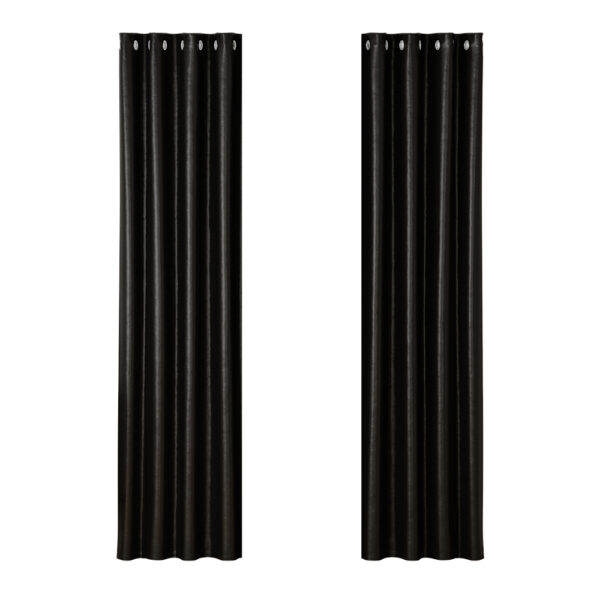 Aplusliving-2X Blackout Curtains Thermal Insulated Noise Reduction 140x230cm Black Eyelet