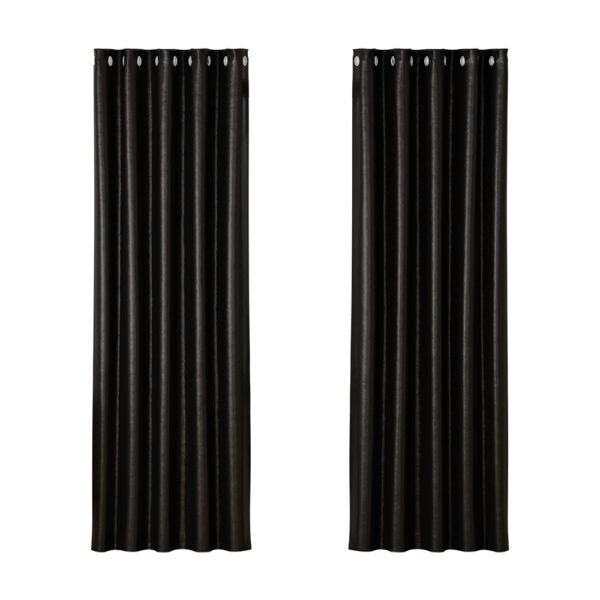 Aplusliving-2X Blackout Curtains Thermal Insulated Noise Reduction Eyelet 180x213cm Black