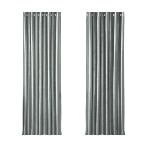 Aplusliving-2x Grey Blackout Curtains Thermal Insulated Noise Reduction Eyelet 180x213cm