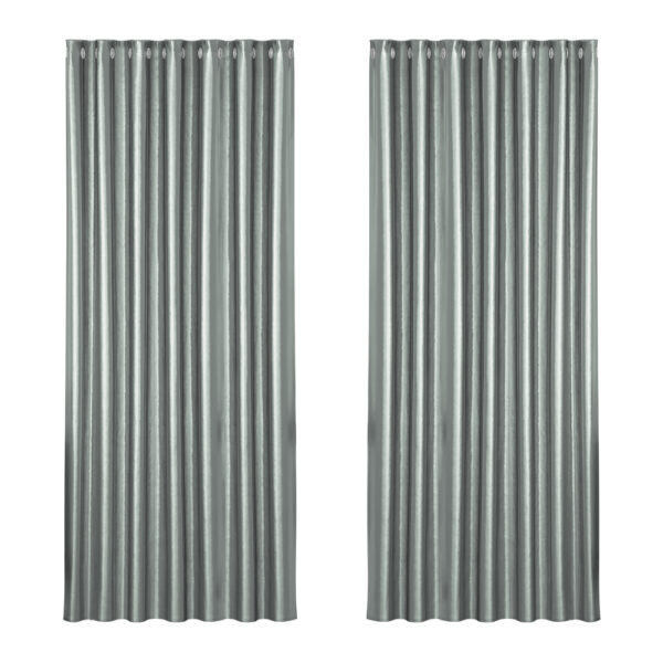 Aplusliving-2X Grey Blackout Curtains Thermal Insulated Eyelet 240x230cm Noise Reduction