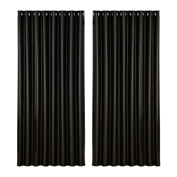 Aplusliving-2X Blackout Curtains Thermal Insulated Noise Reduction Eyelet 300x230cm Black