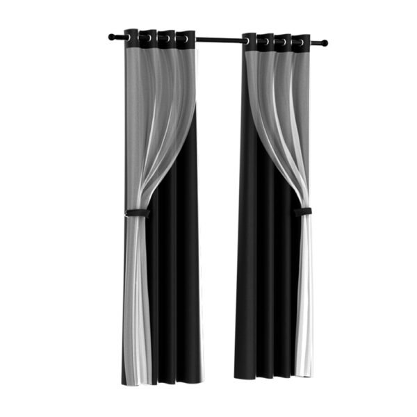 Aplusliving-2x Blackout Thermal Insulated Curtains 132x274cm Noise Reduction Machine Wash