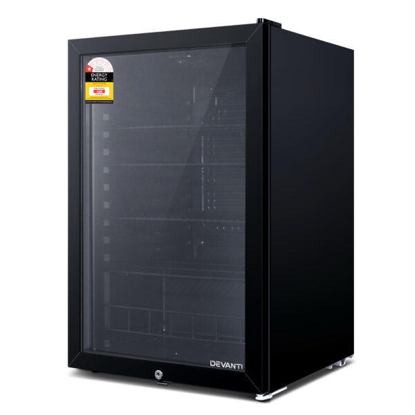 Aplusliving-Compact Black Bar Fridge 115L with Adjustable Shelves and LED Lamp