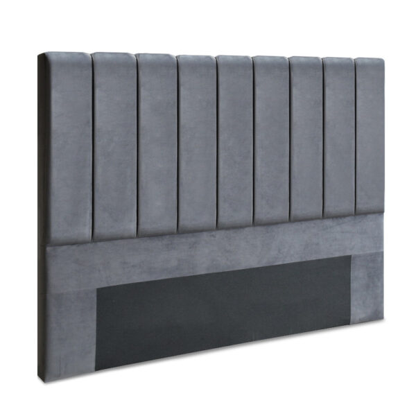 Aplusliving-Luxurious King Size Velvet Bed Headboard Grey Padded Art Deco Inspired Design