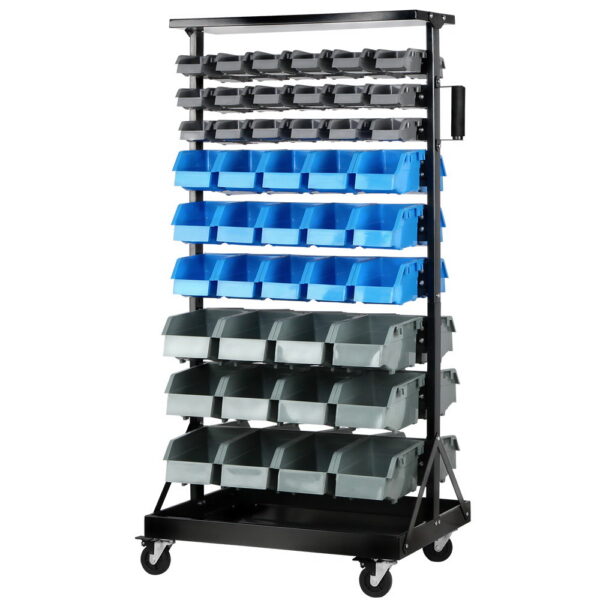 Aplusliving-90 Bin Storage Rack Double Sided 9 Tier Steel Frame with Castor Wheels