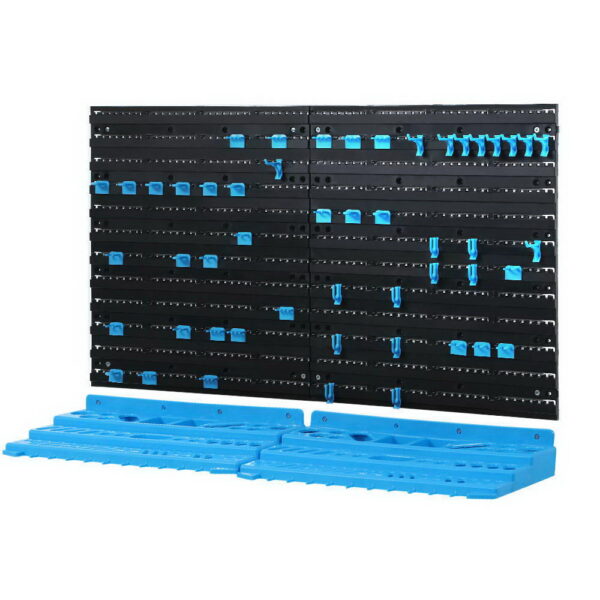 Aplusliving-Tool Storage Rack Pegboard 50 Holders 2 Shelves Garage Organizer Blue Black 62kg