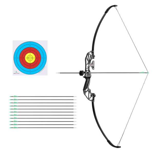 Aplusliving-Complete 55lbs Recurve Bow Arrow Set for Beginners with Green Fiberglass Arrows