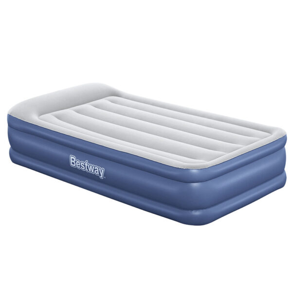 Aplusliving-Comfort Flocked Single Air Mattress Bed Inflatable with Built in Pump Navy 46cm