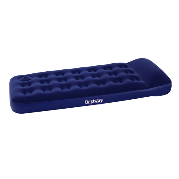 Aplusliving-Single Size Inflatable Air Mattress Flocked Bed Indoor Outdoor Navy 185x76x22cm