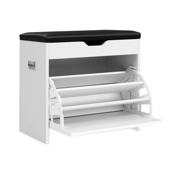 Aplusliving-White Shoe Storage Bench Organizer Rack Cabinet 15 Pairs Adjustable Shelves