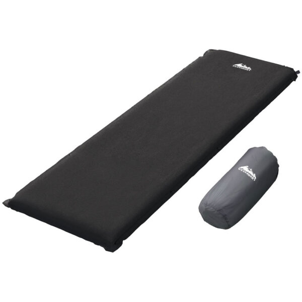 Aplusliving-Self Inflating Camping Mattress 9.5cm Thick Air Bed Single Black with Bag