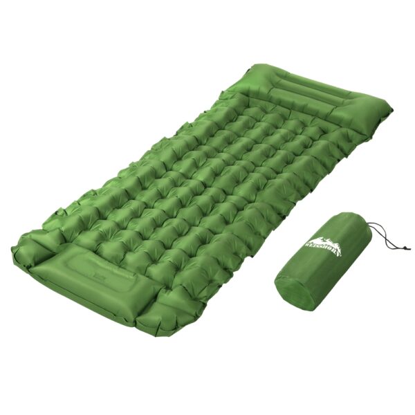 Aplusliving-Self Inflating Mattress Camping Sleeping Mat Air Bed Pad Single Pillow 9cm Green