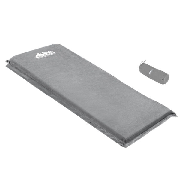 Aplusliving-Self Inflating Single Camping Mat 9.5cm Thick Foam Grey with Carry Bag