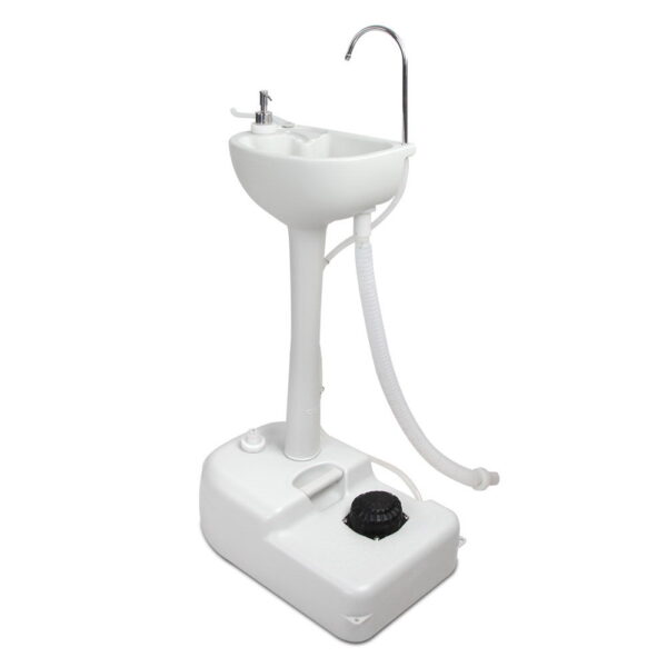 Aplusliving-19L Portable Camping Handwash Station with Foot Pump and Wheels