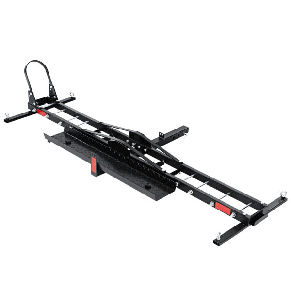 Aplusliving-Motorcycle Carrier Rack 500lbs Capacity 2 Hitch Mount w/ Ramp & Wheel Chock