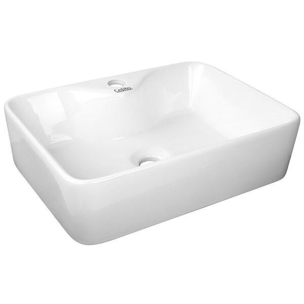 Aplusliving-White Ceramic Rectangle Bathroom Sink High Gloss Nano Glazed Heat Resistant