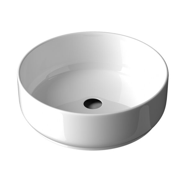 Aplusliving-Ceramic White Vanity Basin Above Counter Round High Gloss Nano Glazed Sink