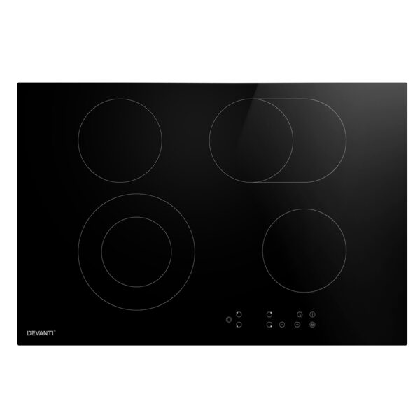 Aplusliving-77cm Ceramic Glass Electric Cooktop 4 Zone Touch Control Timer Child Lock 6600W