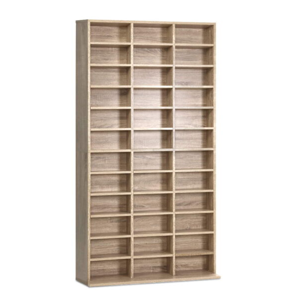 Aplusliving-Modern Oak CD DVD Storage Shelf Rack Adjustable 1116 CDs 528 DVDs Wall Mount