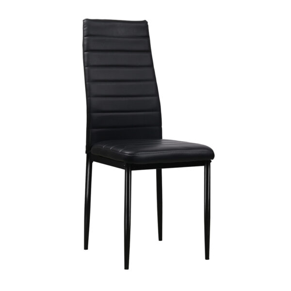 Aplusliving-4 Black PU Leather Dining Chairs Waterproof Metal Legs Easy Assembly