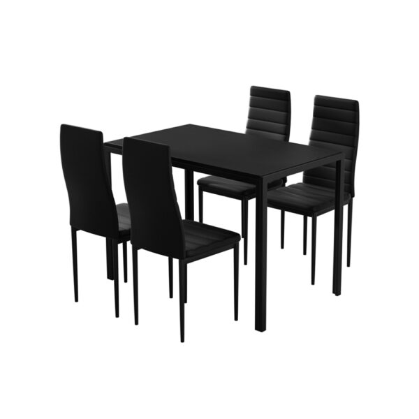 Aplusliving-Modern 5 Piece Dining Set 4 Chairs MDF Table Black Water Resistant Easy Assemble