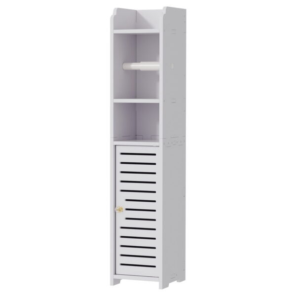 Aplusliving-Bathroom Cabinet Toilet Roll Holder Tissue Organizer 3 Tier Floor Cabinet White