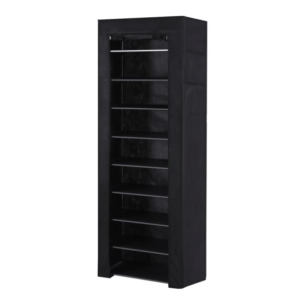 Aplusliving-Shoe Rack 10-tier 27 Pairs Removable Cover Black Sturdy Metal Frame Tool-free As