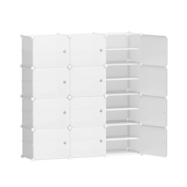 Aplusliving-White 12 Cube Shoe Storage Organizer DIY Portable Cabinet Ventilated Design