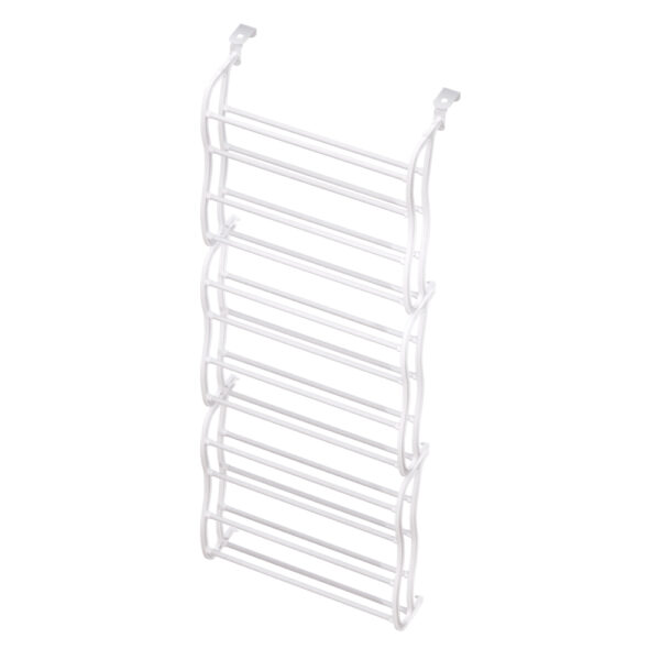 Aplusliving-24 Pair Wall Mounted Shoe Rack 12 Tier Metal Plastic Storage Organizer White