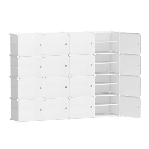 Aplusliving-White 16 Cube Shoe Storage Organizer DIY Cabinet Portable Stand Large Capacity