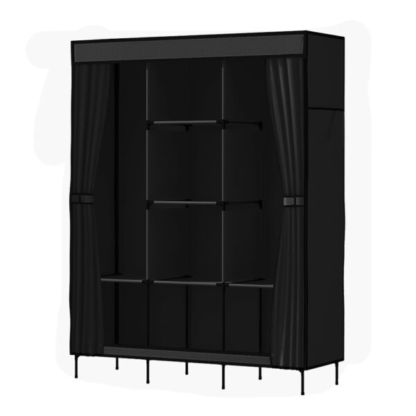 Aplusliving-Large Portable Closet Organizer Storage Wardrobe with Shelves Black 124x42x173cm