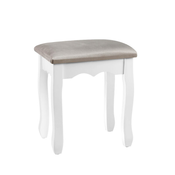 Aplusliving-Elegant Grey Velvet Dressing Table Stool French Provincial Design Comfort