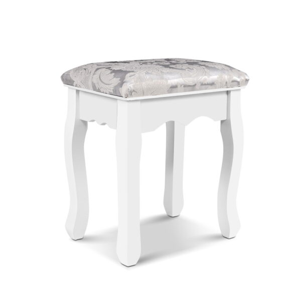 Aplusliving-Elegant White Velvet Dressing Table Stool with Curved Legs and Padding