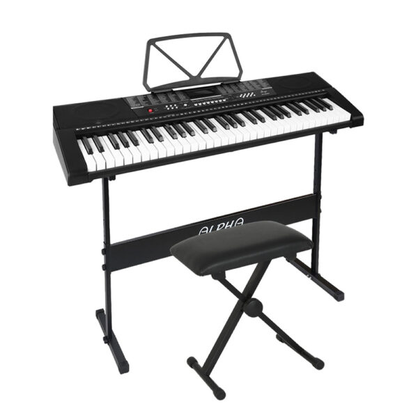 Aplusliving-61 Keys Electronic Piano Keyboard Digital Electric Stand Stool Speaker Black