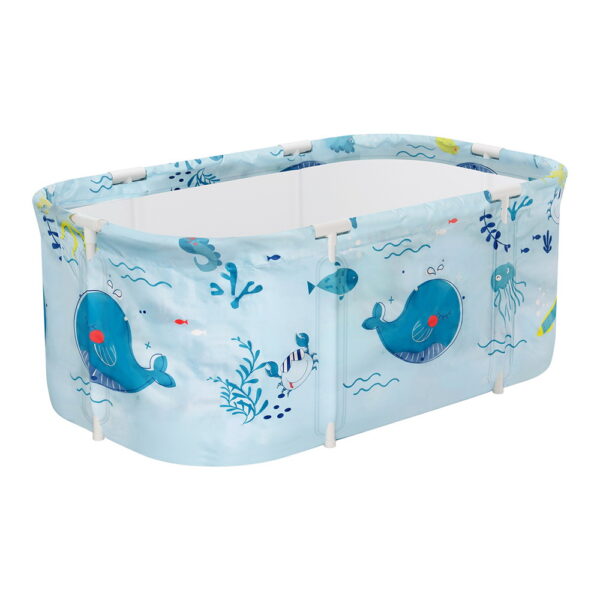 Aplusliving-Foldable Bathtub PVC Spa Bucket Inflatable Cushion 113x61cm Blue Indoor Outdoor