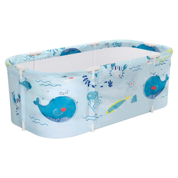 Aplusliving-Foldable Bathtub PVC Spa Bucket Inflatable Cushion 132x65cm Blue Indoor Outdoor