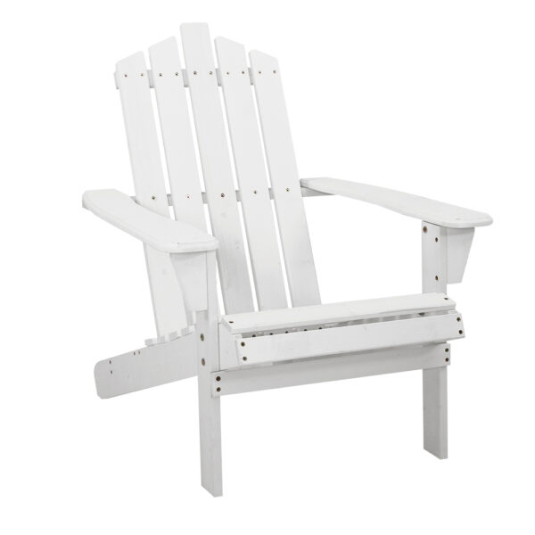 Aplusliving-Adirondack Chair Wooden Outdoor Sun Lounge Patio High Back UV Resistant White