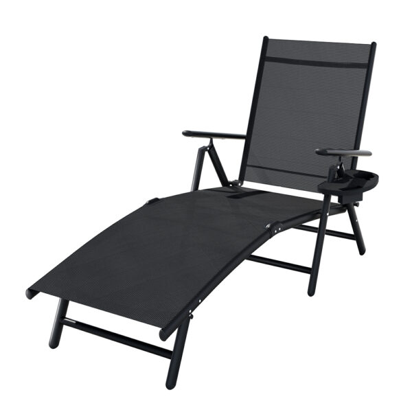 Aplusliving-Foldable Sun Lounger Recliner Chair Outdoor Patio Furniture UV Resistant