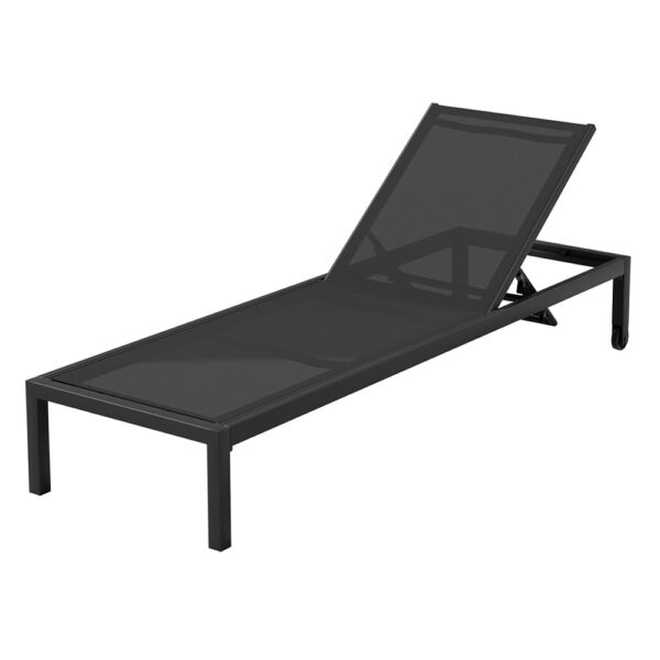 Aplusliving-Sun Lounger Weather Resistant Adjustable Backrest Aluminium Frame Black 197x63.5