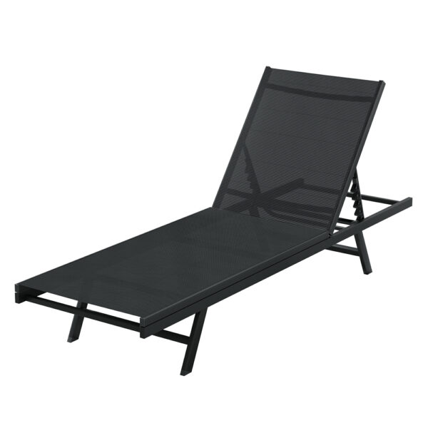 Aplusliving-Adjustable Outdoor Sun Lounger Chair Textilene Pool Patio Furniture 120kg Capaci