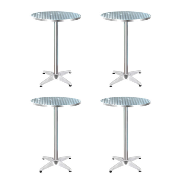 Aplusliving-4pc Adjustable Height Outdoor Bar Table Set Portable Round Cafe Patio Furniture