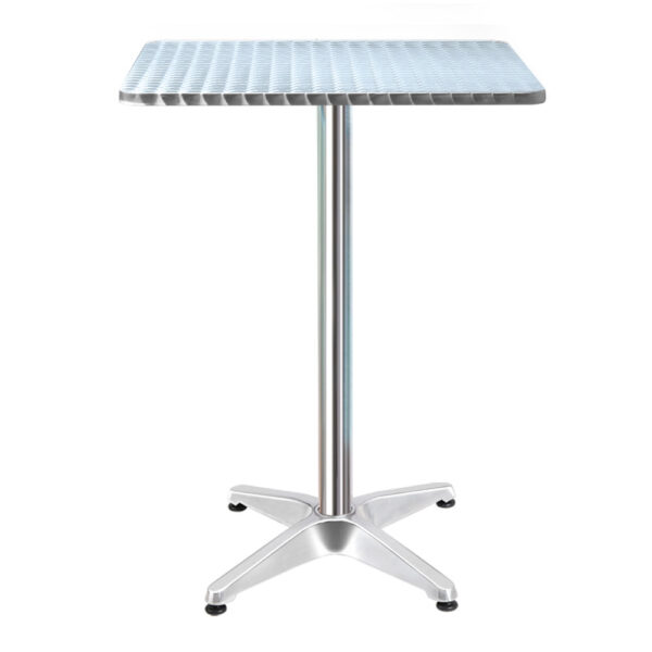 Aplusliving-Adjustable Height Stainless Steel Bar Table Indoor Outdoor Square Portable 60cm