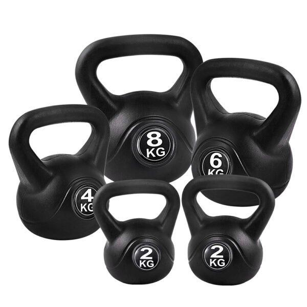 Aplusliving-22kg Kettlebell Set 2 8kg Home Gym Fitness Weight Training Exercise Kit Black