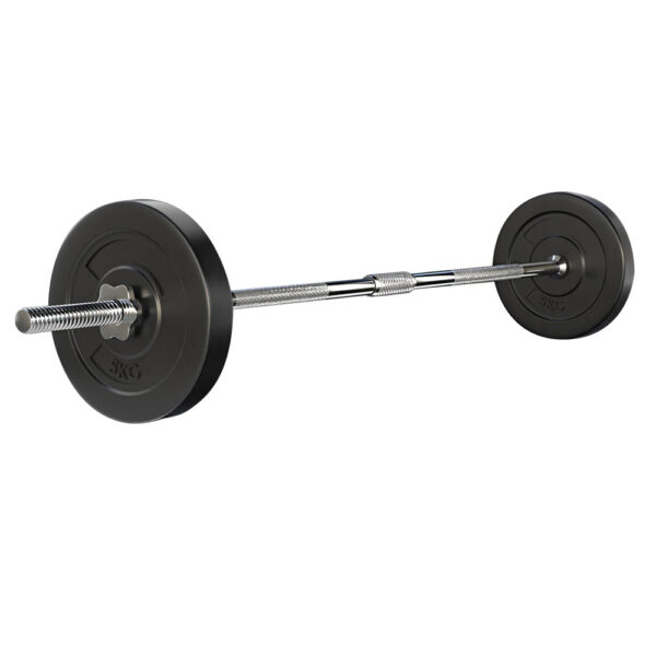 Aplusliving-Home Gym Weight Plates 5kg Rubber Coated Barbell Bar 150kg Capacity Full Body Wo