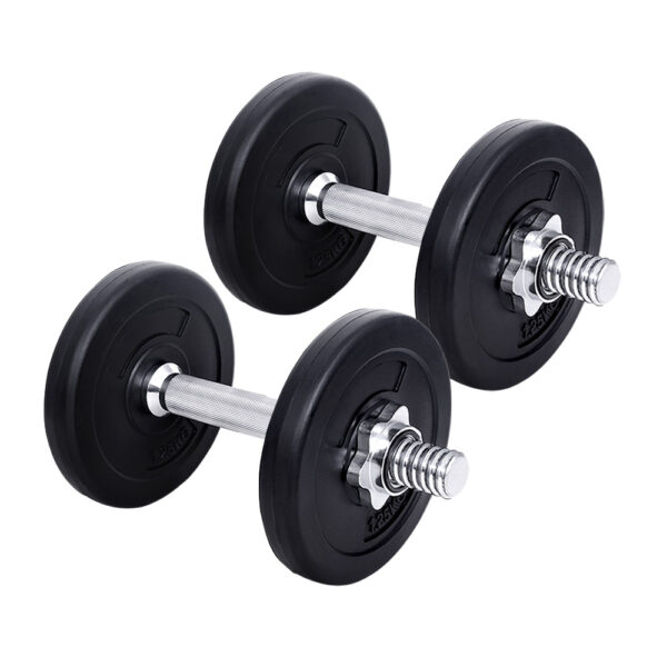 Aplusliving-Dumbbell Set Adjustable 10kg Black Silver Non-slip Handle