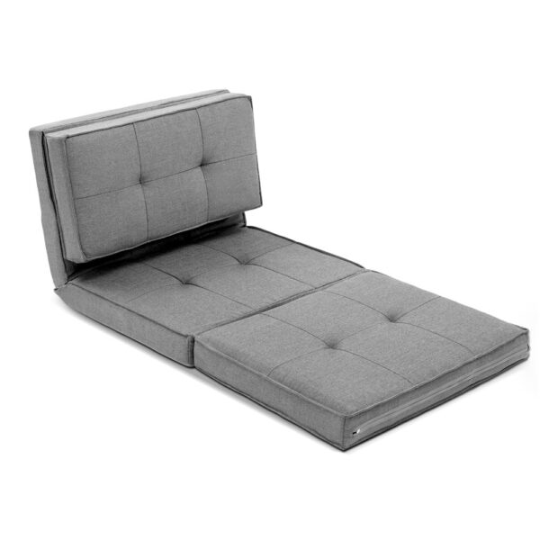 Aplusliving-Adjustable Lounge Sofa Bed Recliner Floor Couch Folding Grey Linen Comfort