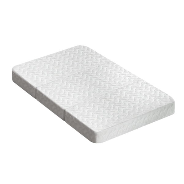 Aplusliving-Foldable Foam Mattress Portable Cot Bed 3 Fold Bamboo Cover White High Density