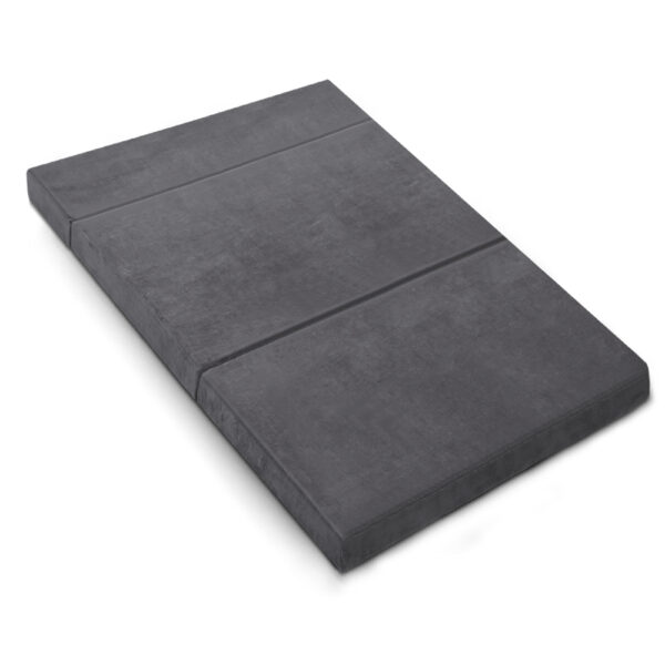 Aplusliving-Double Grey Folding Foam Mattress Sofa Bed Mat Washable Cover Medium Firm 180cm