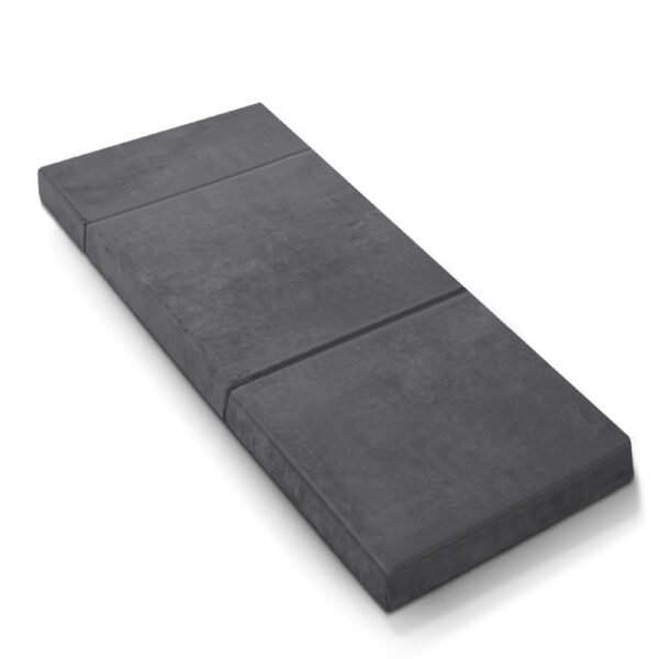 Aplusliving-Foldable Single Foam Mattress Sofa Bed Portable Grey Washable Cover Medium Firm